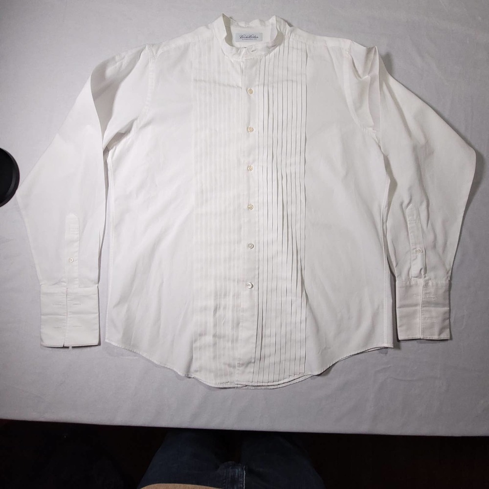 Brooks Brothers Men's White Long Sleeve Cotton Tuxedo Shirt French Cuff 16 36